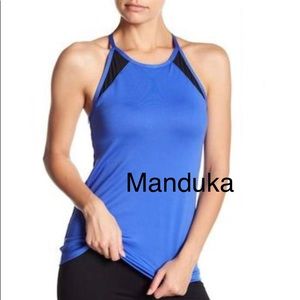 💙 Manduka Blue and Black Mesh halter Tank S 💙